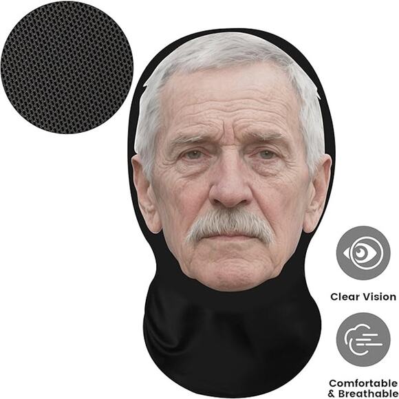 Old Man Mask Adult Spandex Headscarf Funny Costume Party Dress Up Face Veil - Picture 7 of 7